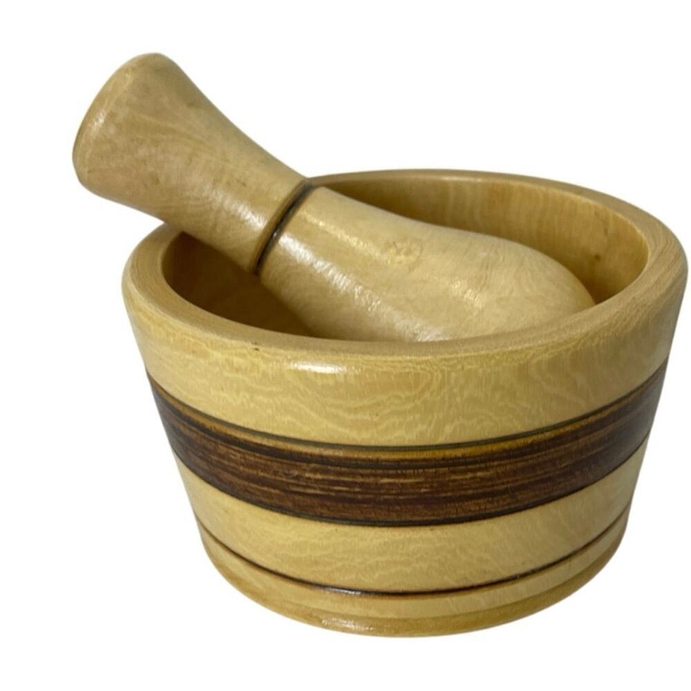 WOODEN MORTAR/PESTLE MADE IN PERU HERBS GRINDER SPICE KITCHENWARE VERSATILE